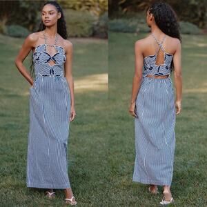 Celandine x Anthropologie Hibiscus Cutwork midi dress size Large